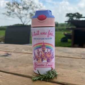 Bouteille violet rose en acier inoxydable pour enfants