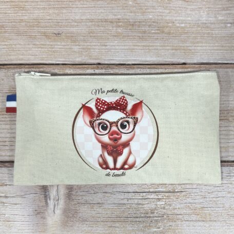 Trousse 100 % coton Collection Cochon - Rouge et rose - Les Scrapouz